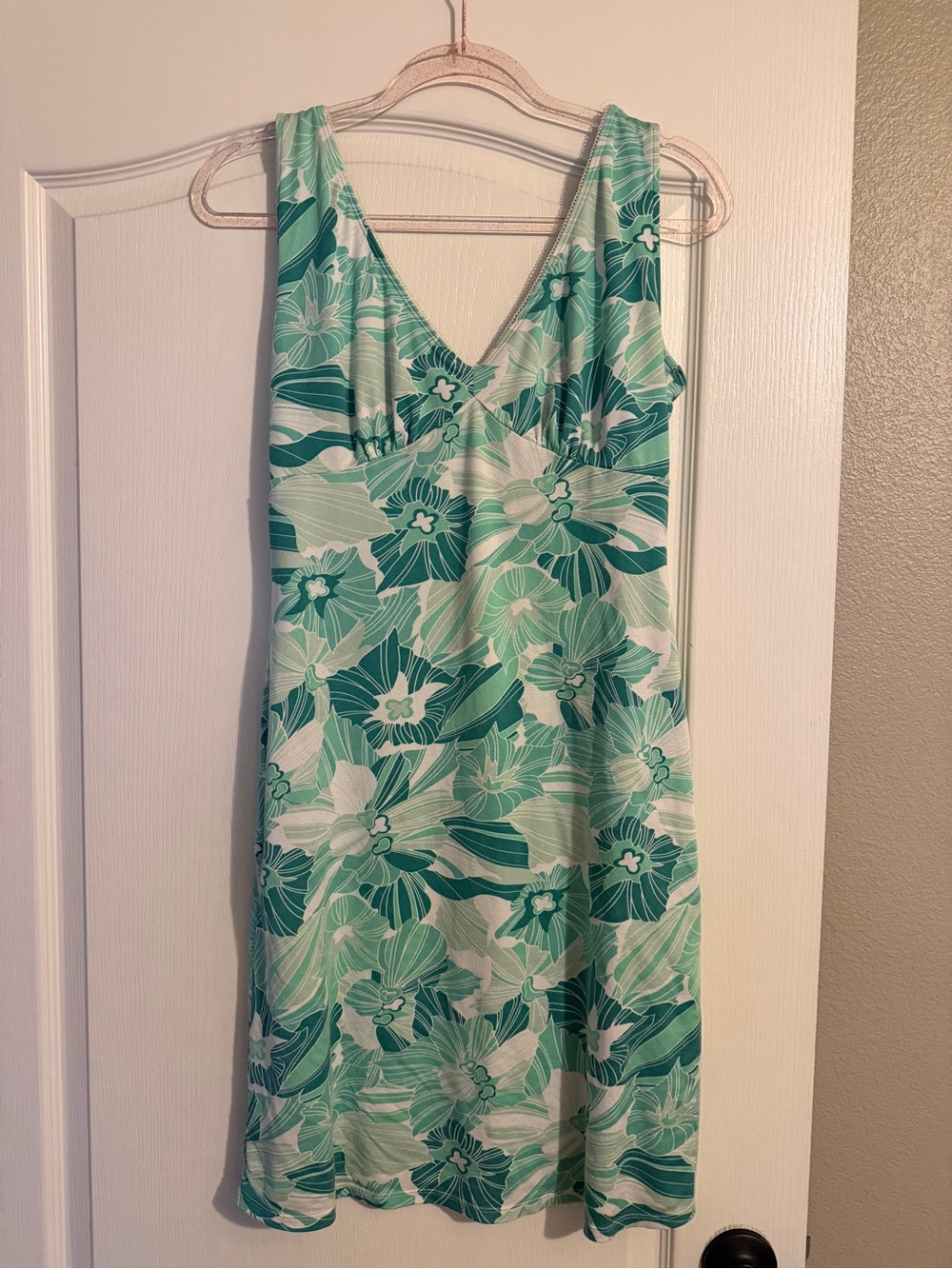 Gianni Bini Green Aqua Floral V-Neck Midi Dress
